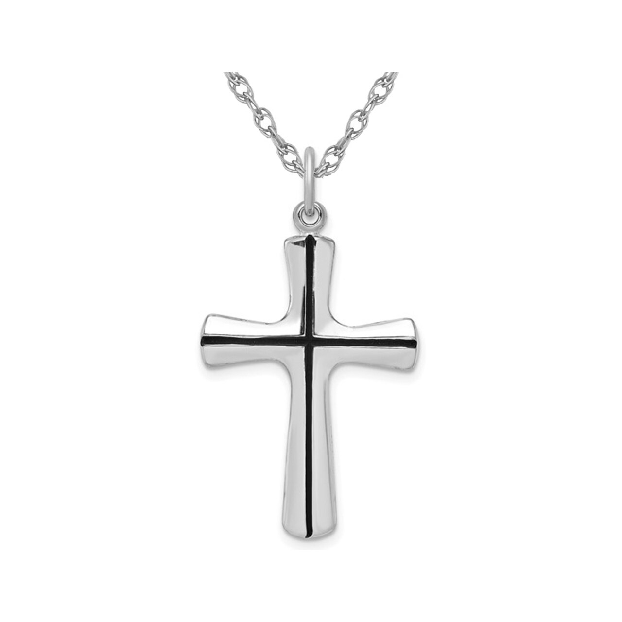 Gem And Harmony Sterling Silver Polished Cross Pendant Necklace with Chain